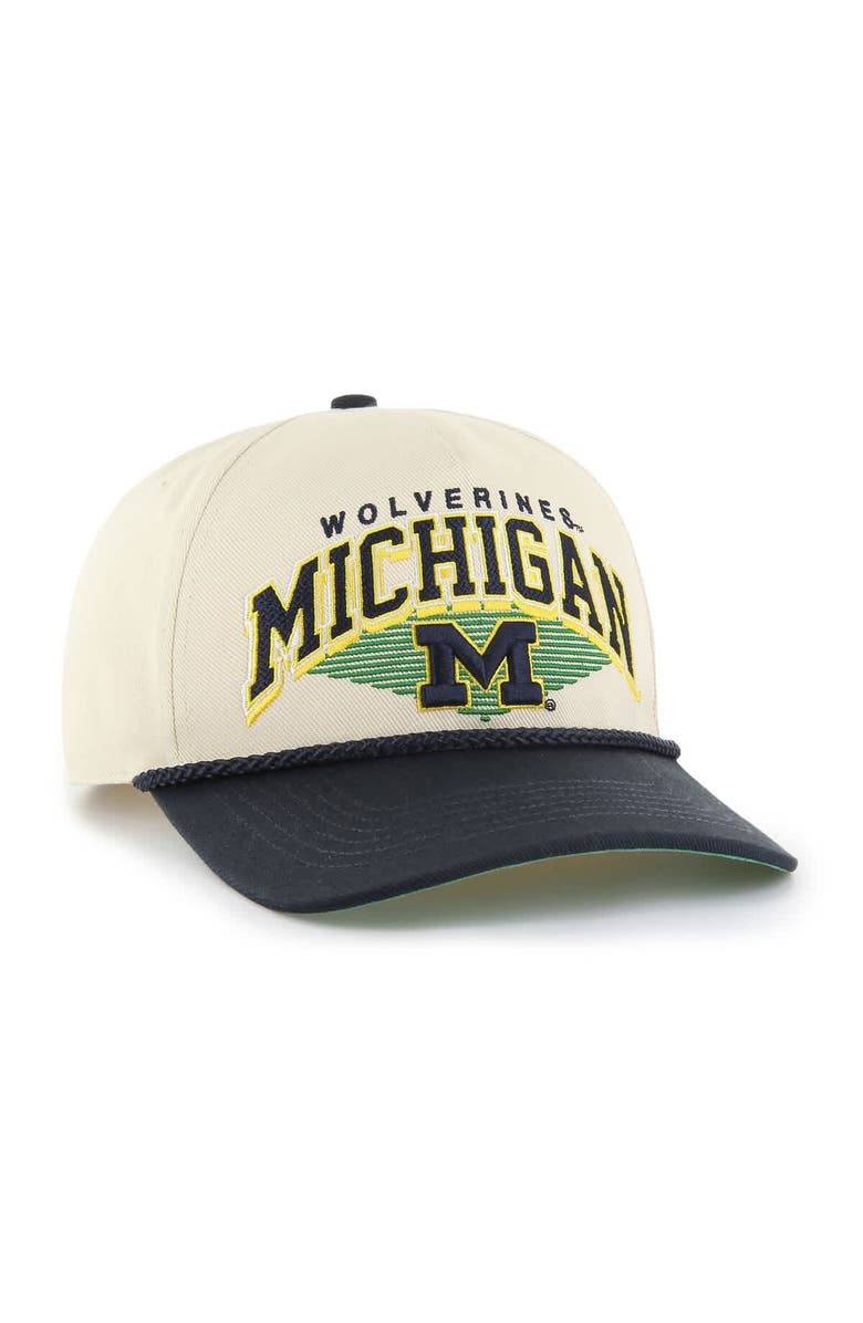 '47 Men's '47 Natural Michigan Wolverines Pomona Two-Tone Rope Hitch Adjustable Hat, Alternate, color,