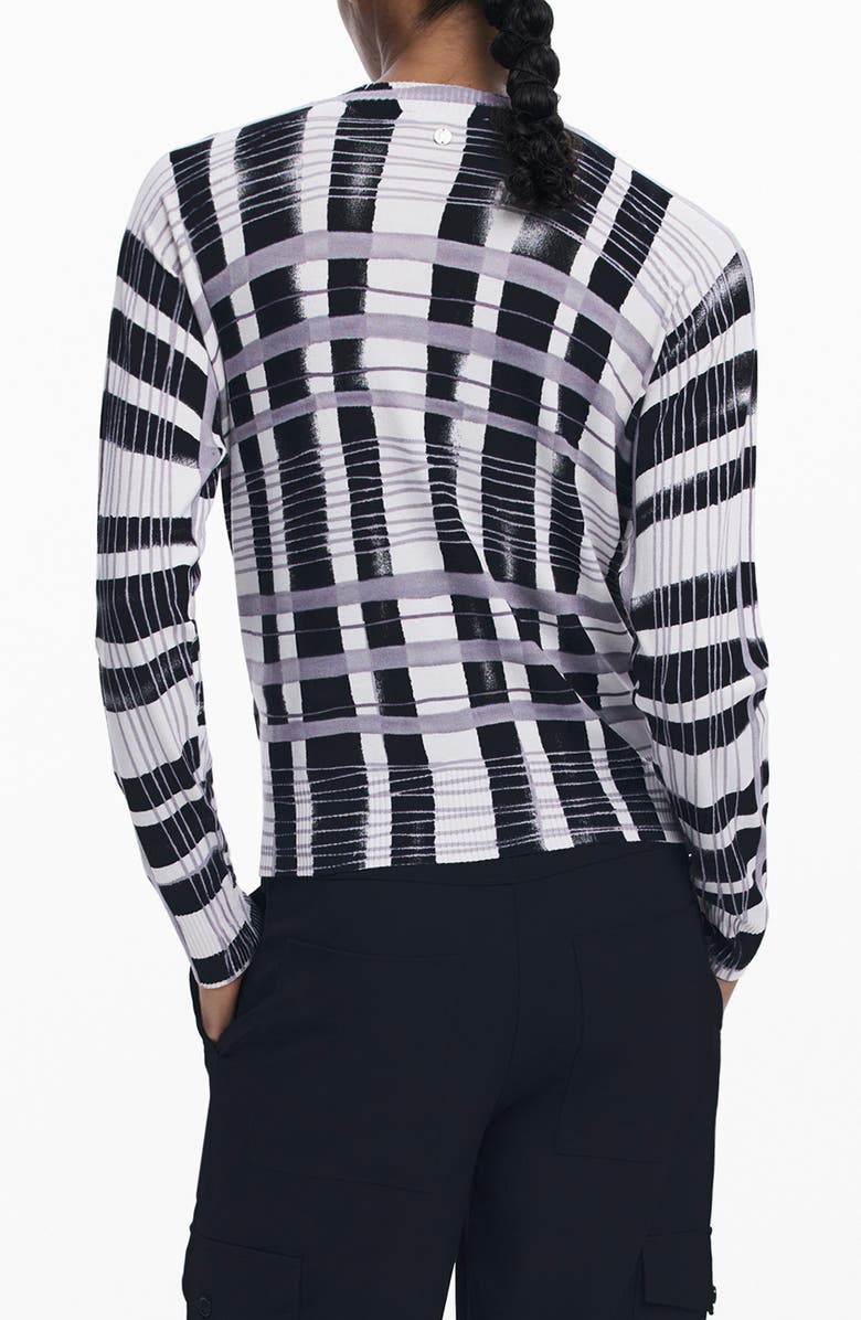 Desigual Stripe Crewneck Sweater, Alternate, color, Black