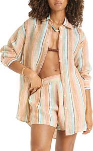 Vitamin A® Playa Oversize Linen Cover-Up Shirt