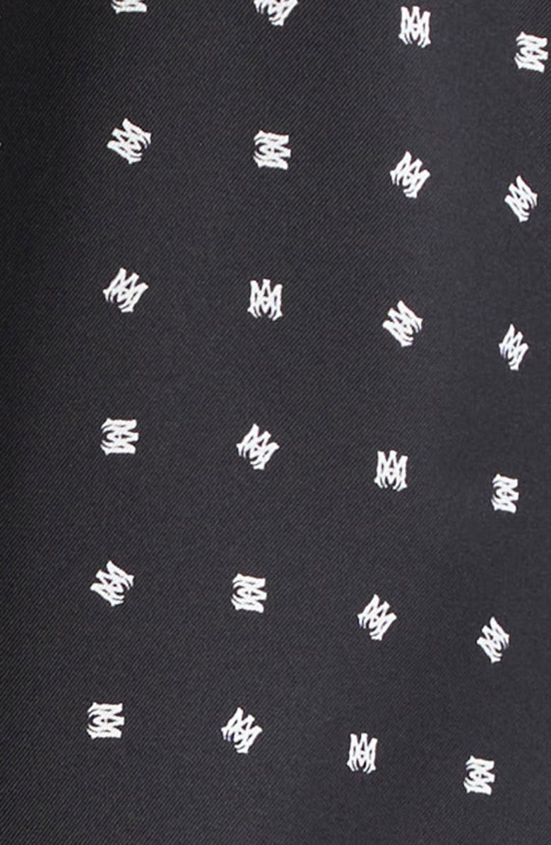 AMIRI Mix & Match Monogram Logo Print Silk Camp Shirt, Alternate, color, Black
