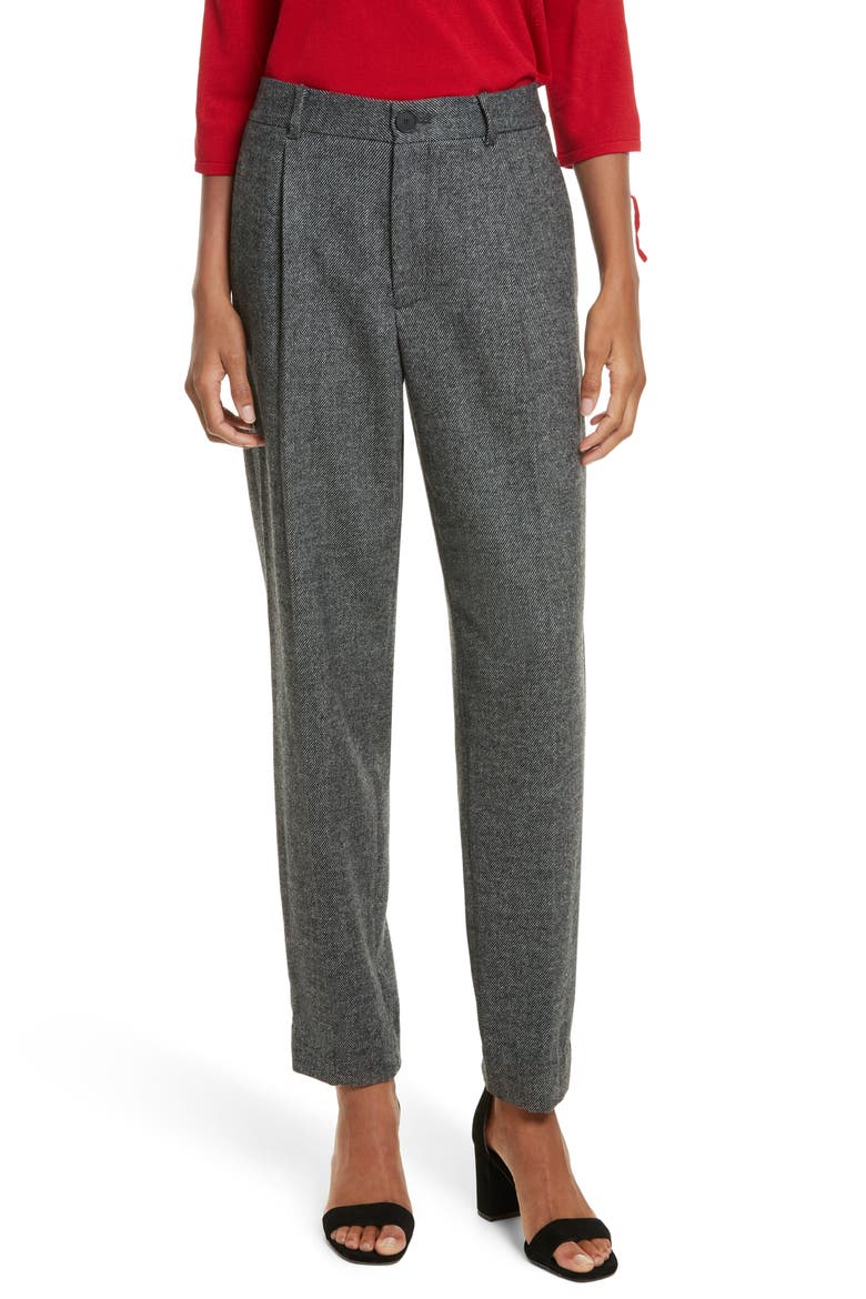 GREY Jason Wu Pleated Flannel Pants, Main, color, TIN GREY/ BLACK