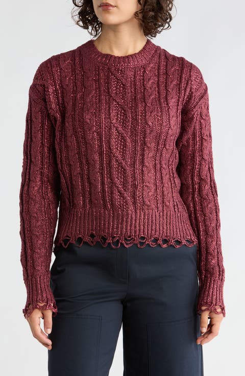 Metallic Cable Stitch Sweater