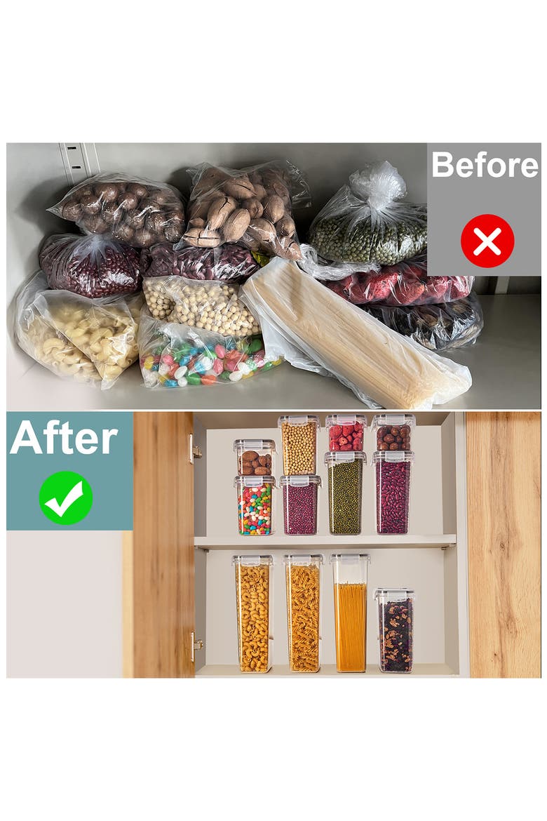 24-Pack Airtight Dry Food Storage Containers, Alternate, color, CLEAR
