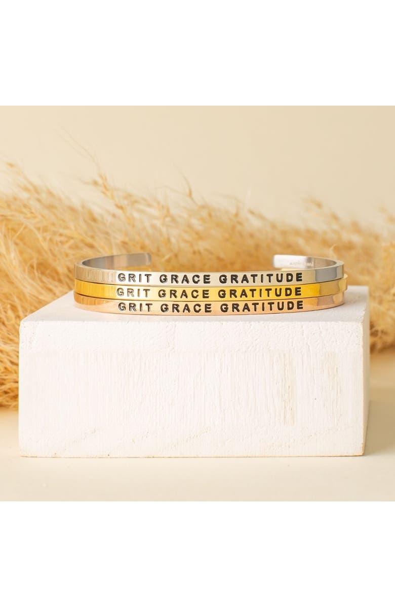 Mantra Grit Grace Gratitude bracelet, Alternate, color, Outside - Yellow Gold
