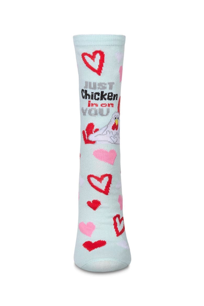 Big Kid's Just Chicken In On You Greeting Card Crew Socks, Alternate, color, Mint