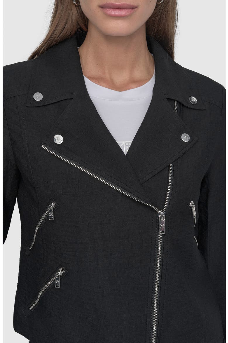 Crinkle Moto Jacket, Alternate, color, BLACK