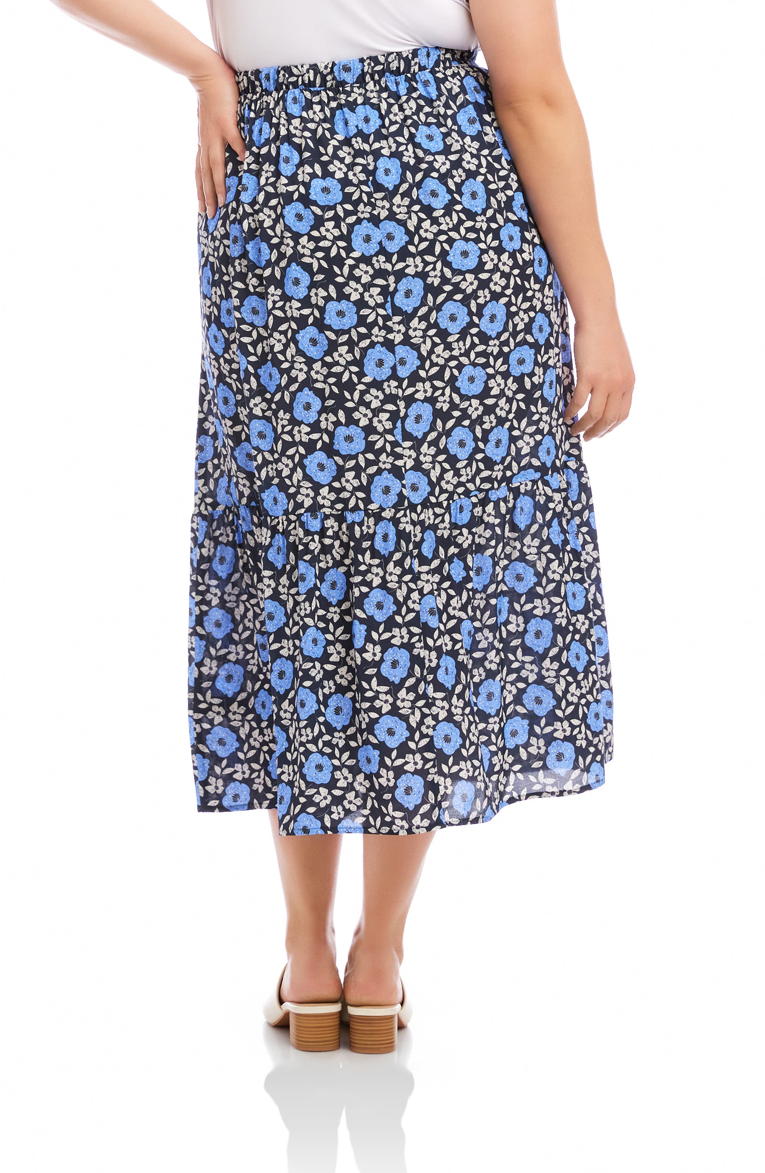 Floral Front Slit Midi Skirt - image 2