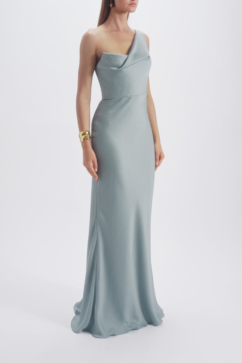 Hammered Satin Gown, Alternate, color, Jade