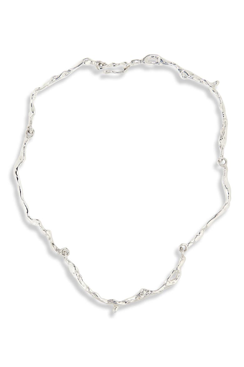 Drip Sterling Silver Collar Necklace, Main, color, SILVER