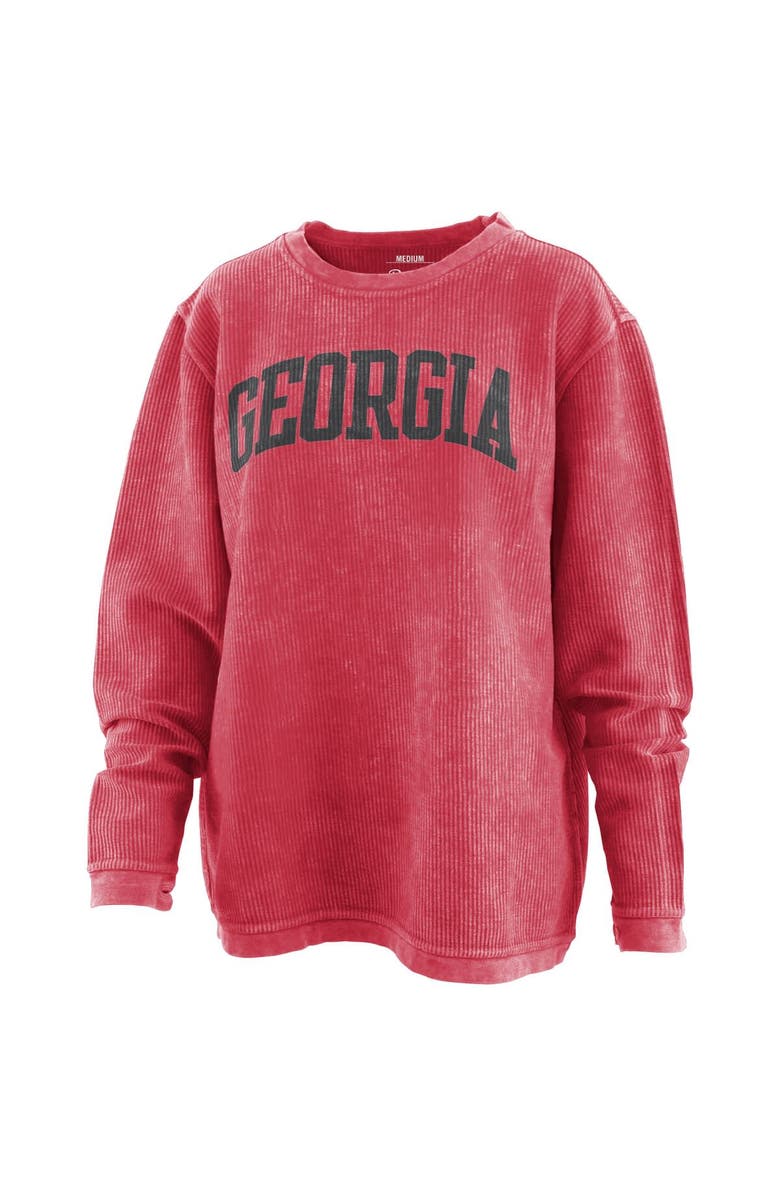 PRESSBOX Women's Pressbox Red Georgia Bulldogs Comfy Cord Vintage Wash Basic Arch Pullover Sweatshirt, Alternate, color, Red