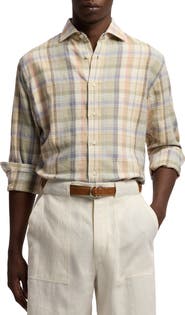 Ralph Lauren Purple Label Plaid Hemp-Cotton Shirt