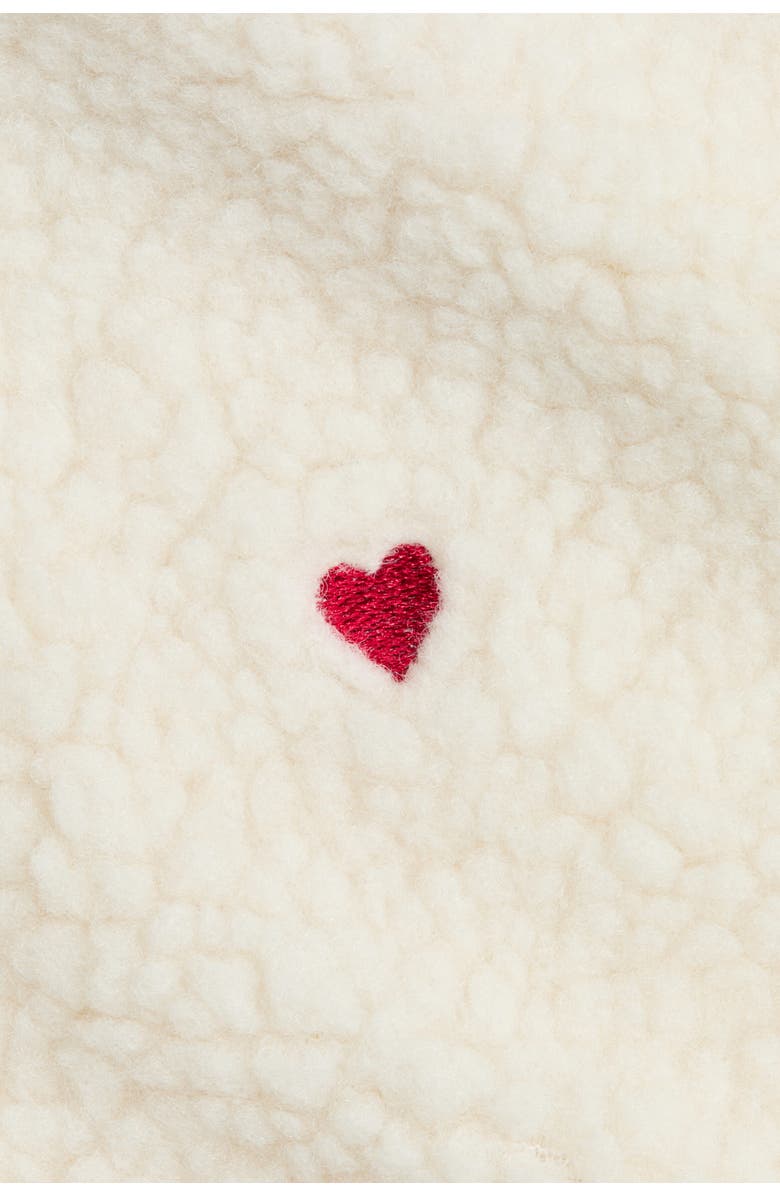 H&M Printed teddy fleece jacket, Alternate, color, Light Beige/Hearts