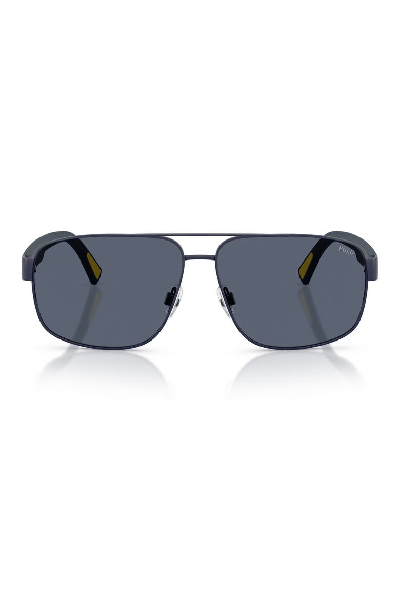 61mm Pilot Sunglasses, Main, color, SEMISHINY NAVY BLUE / GREY