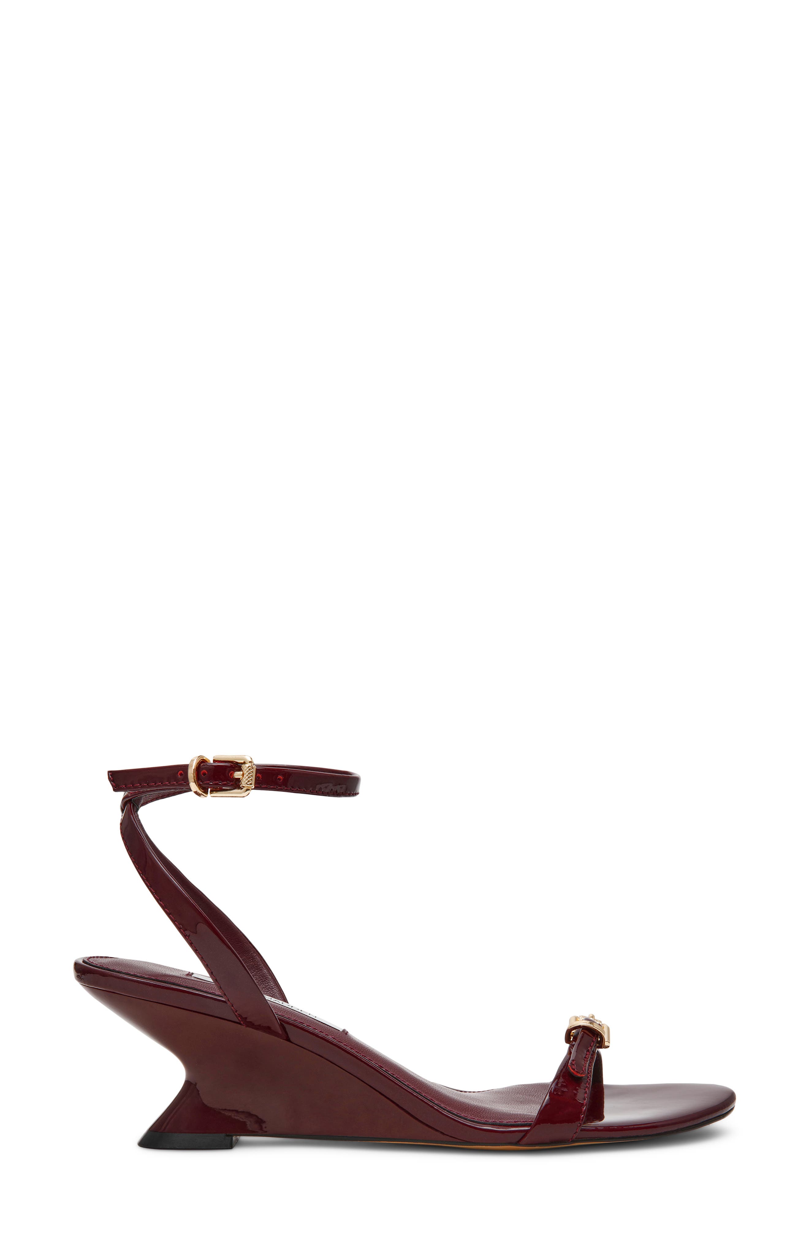 Zaloma Ankle Strap Wedge Sandal, Alternate, color, BURGUNDY PATENT