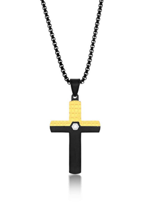 Men's Two-Tone Cross Pendant Necklace