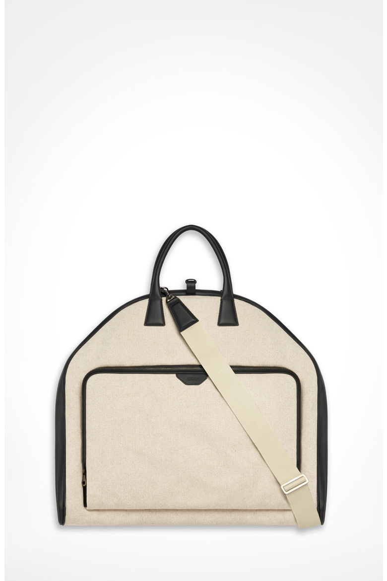Canvas Garment Bag with Leather Trim, Alternate, color, Black