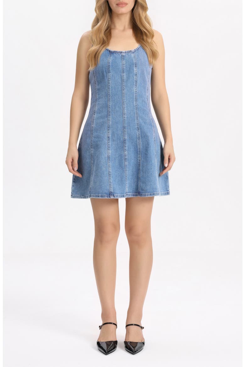 Denim Pinafore Dress, Main, color, SKYFALL