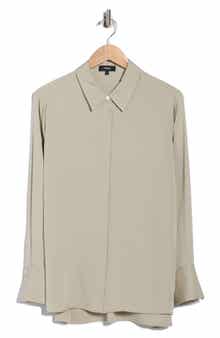 Theory Sunaya Silk Button-Up Shirt