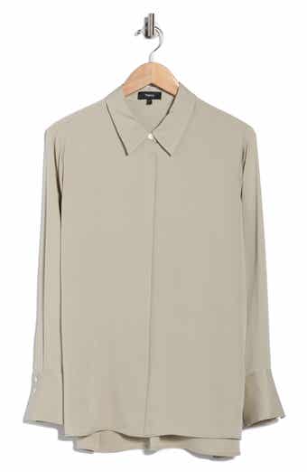 Theory Sunaya Silk Button-Up Shirt