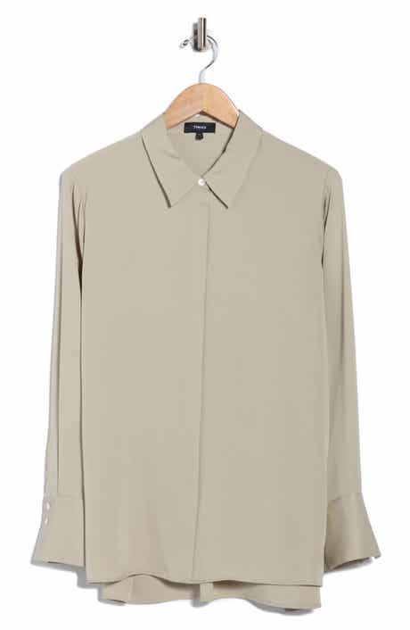 Theory Sunaya Silk Button-Up Shirt