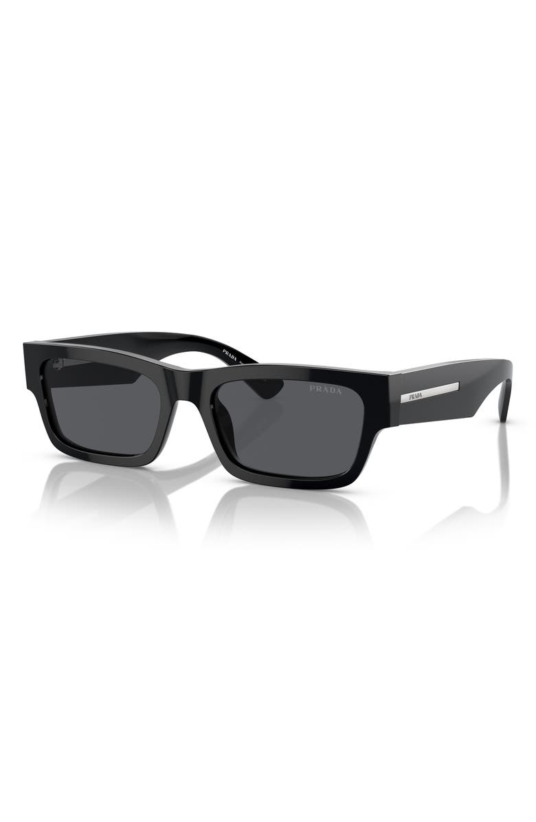 Prada 56mm Rectangular Polarized Sunglasses, Alternate, color, 