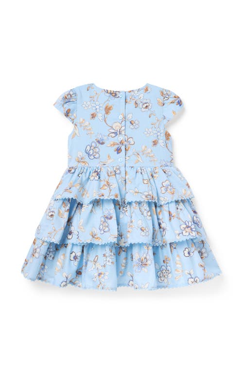 Janie And Jack Floral Tiered Ruffle Dress In Blue