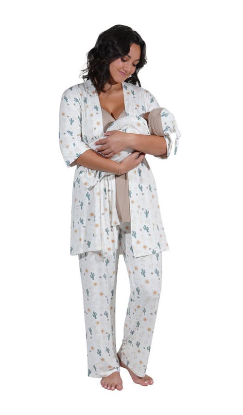 Everly Grey Analise During & After 5-piece Maternity/nursing Sleep Set For Mom & Baby In White