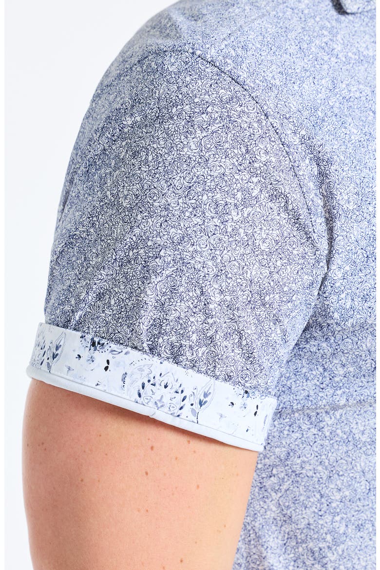 Scrawl Knit Short Sleeve Button-Up Shirt, Alternate, color, NAVY