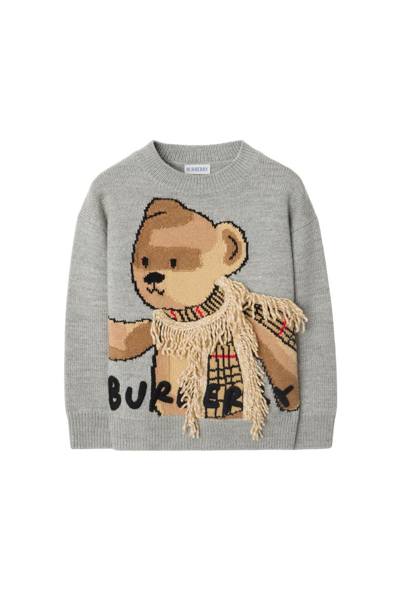 Thomas Bear Wool Sweater, Main, color, Light grey melange