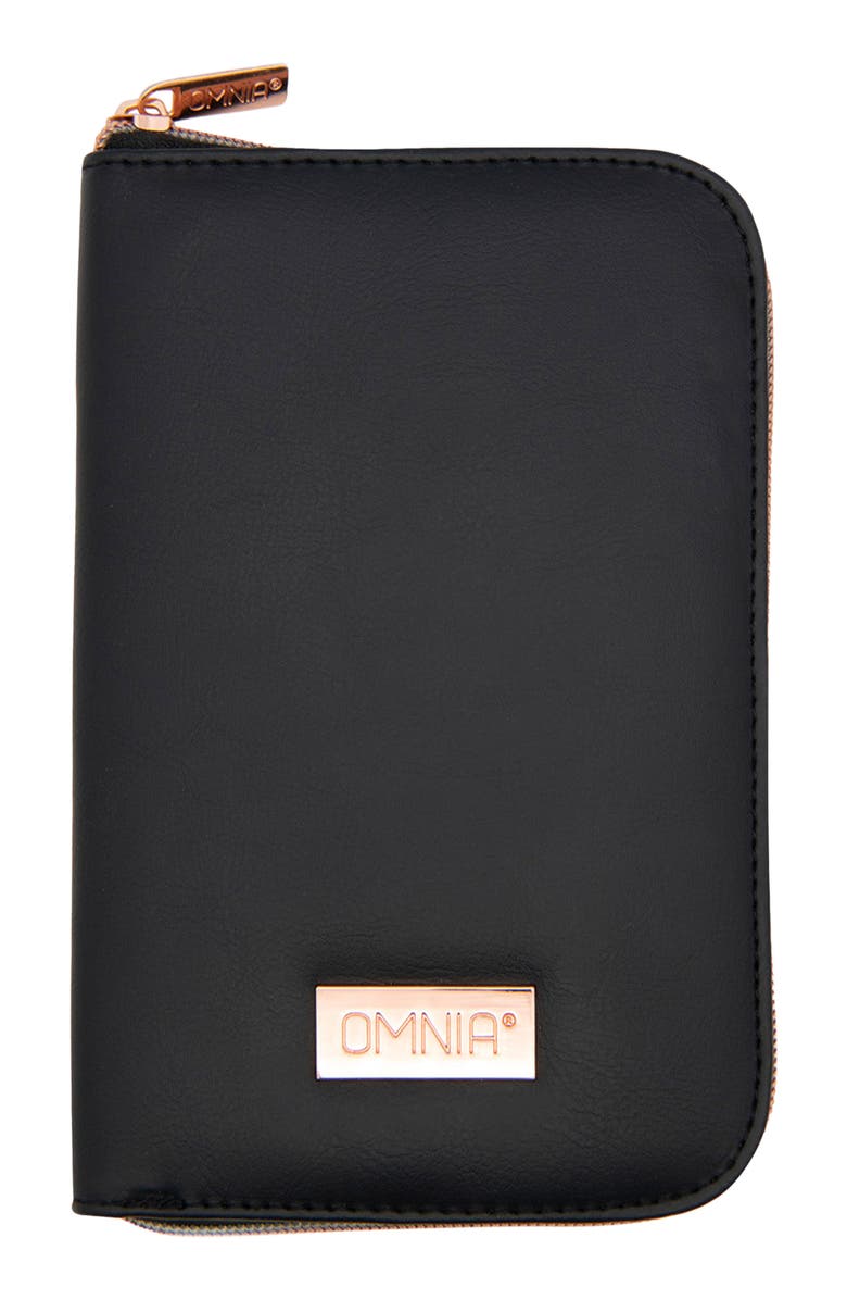 OMNIA Brush Rose Gold 9pc Makeup Travel Brush Set, Alternate, color, Black