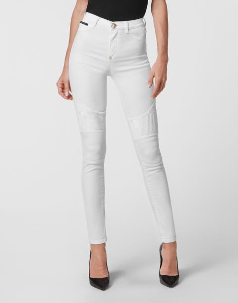 Denim Trousers High Waist Biker Women