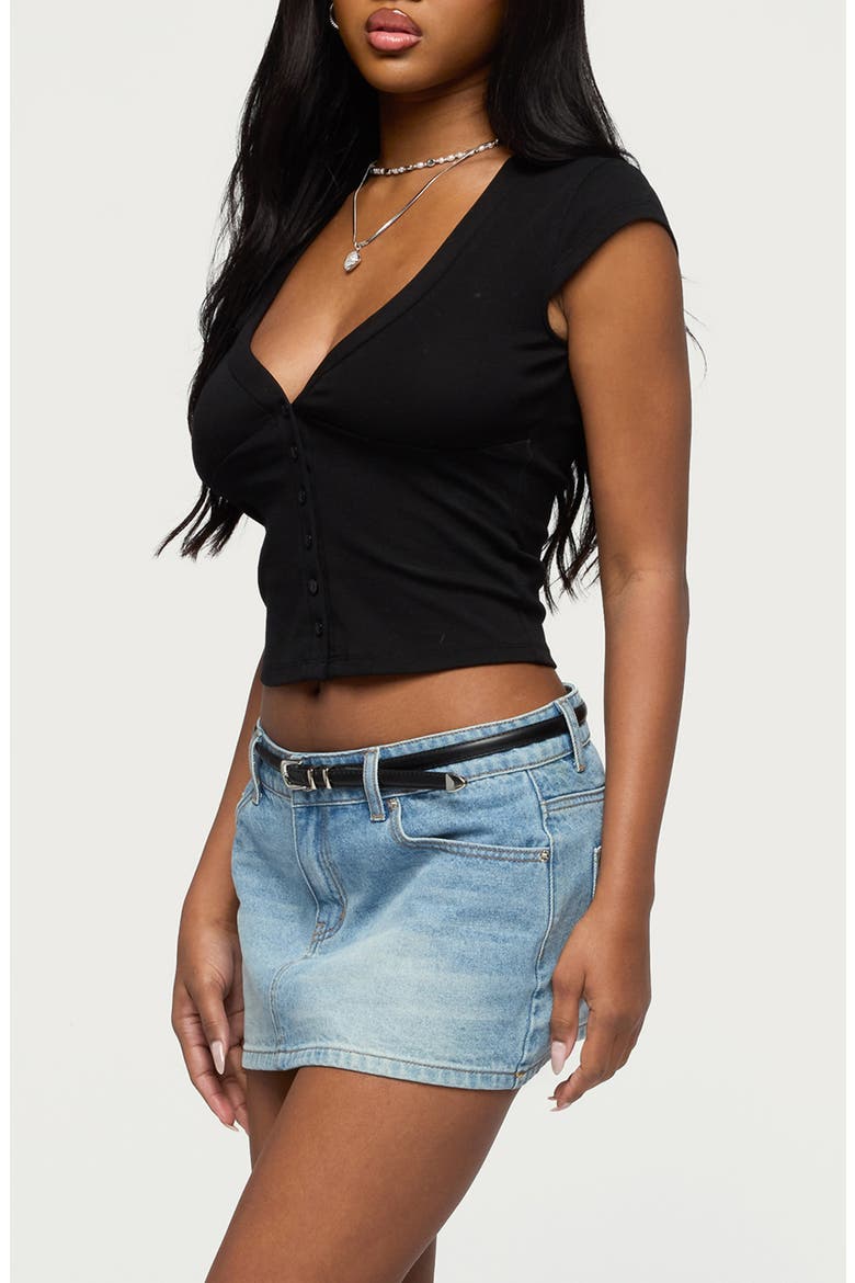 Alza Front Button Crop Top, Alternate, color, BLACK