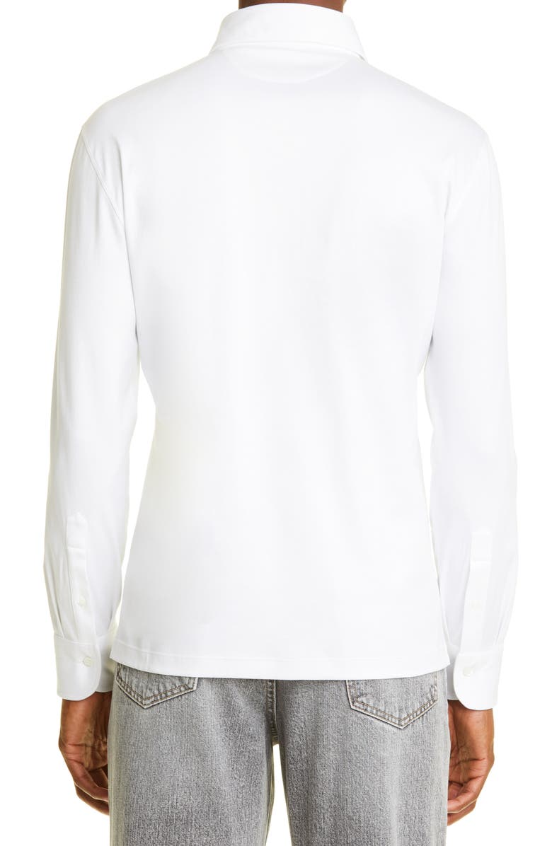 Brunello Cucinelli Long Sleeve Cotton Piqué Polo, Alternate, color, 