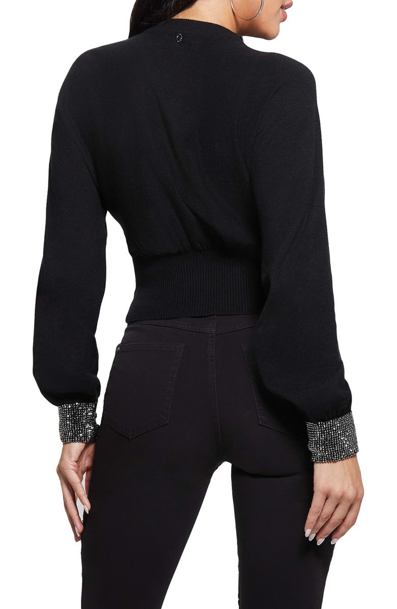 GUESS Bling Embellished Cuff Sweater, Alternate, color, 