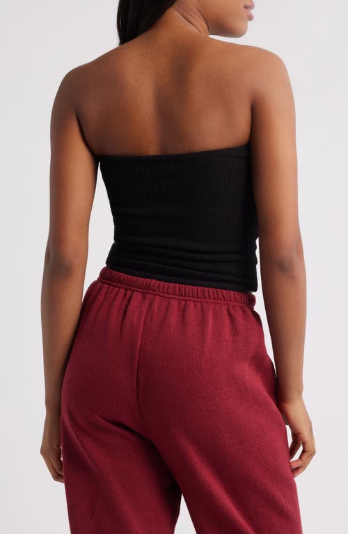 Boys Lie Leave Them On Read Waffle Stitch Tube Top In Black