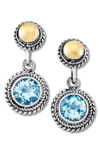 Round Stone Drop Earrings