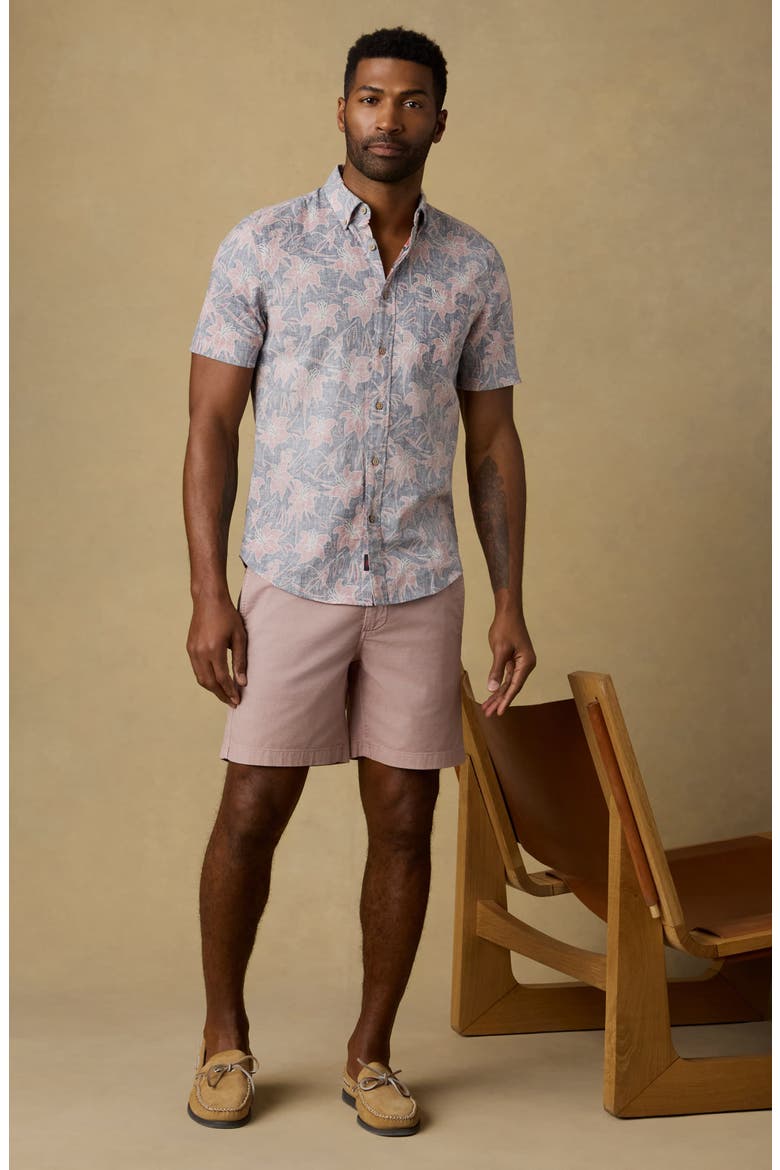 Breeze Short Sleeve Button-Down Shirt, Alternate, color, NAVY RED LOTUS
