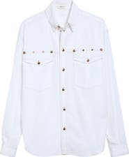 Versace Decorative Topstitch Cotton Poplin Button-Down Shirt