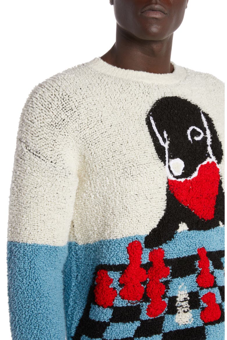 John John Colorblock Jacquard Wool Blend Sweater, Alternate, color, 9149 CHALK/ DUSK