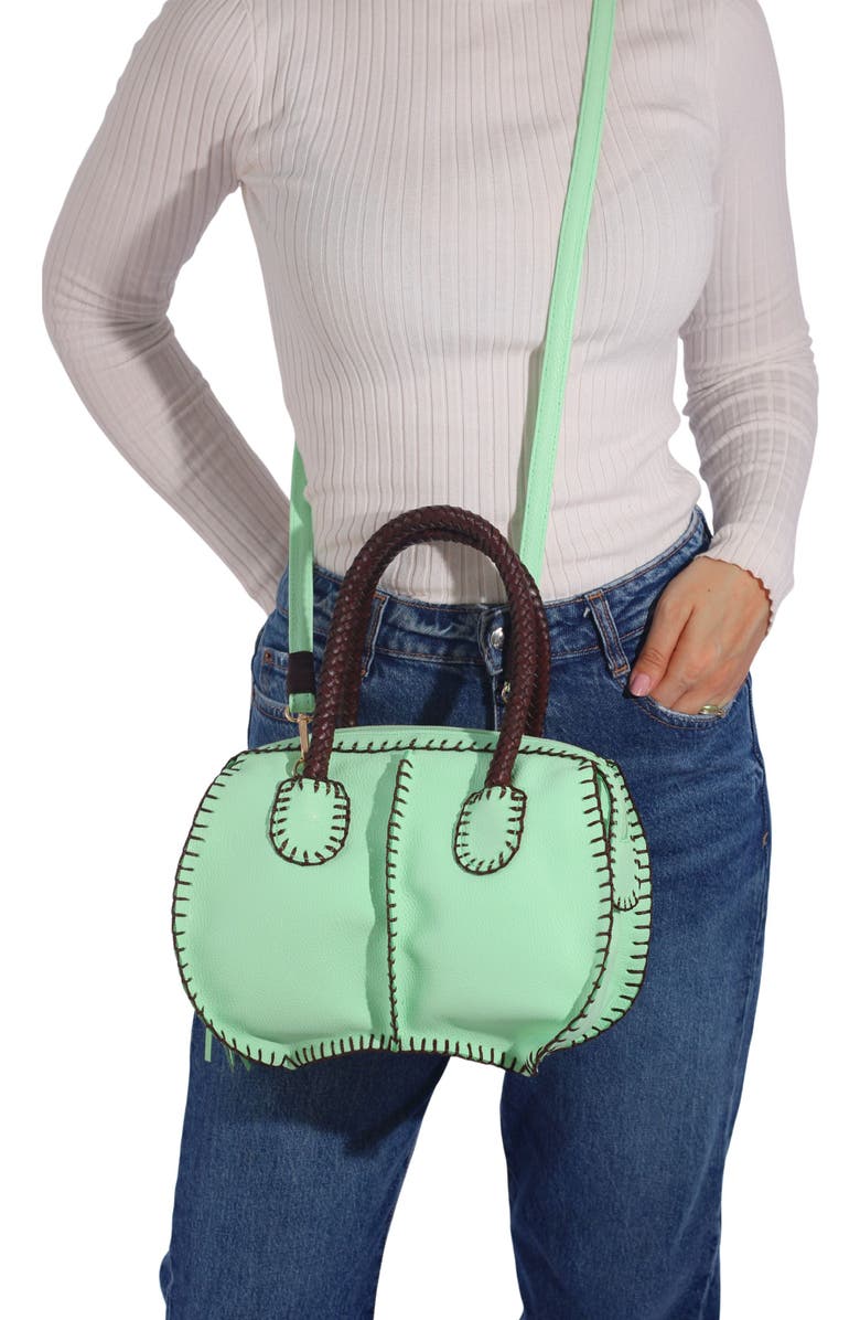 Carlos Falchi Mini Barrel Top Grain Leather Bag, Alternate, color, Lime