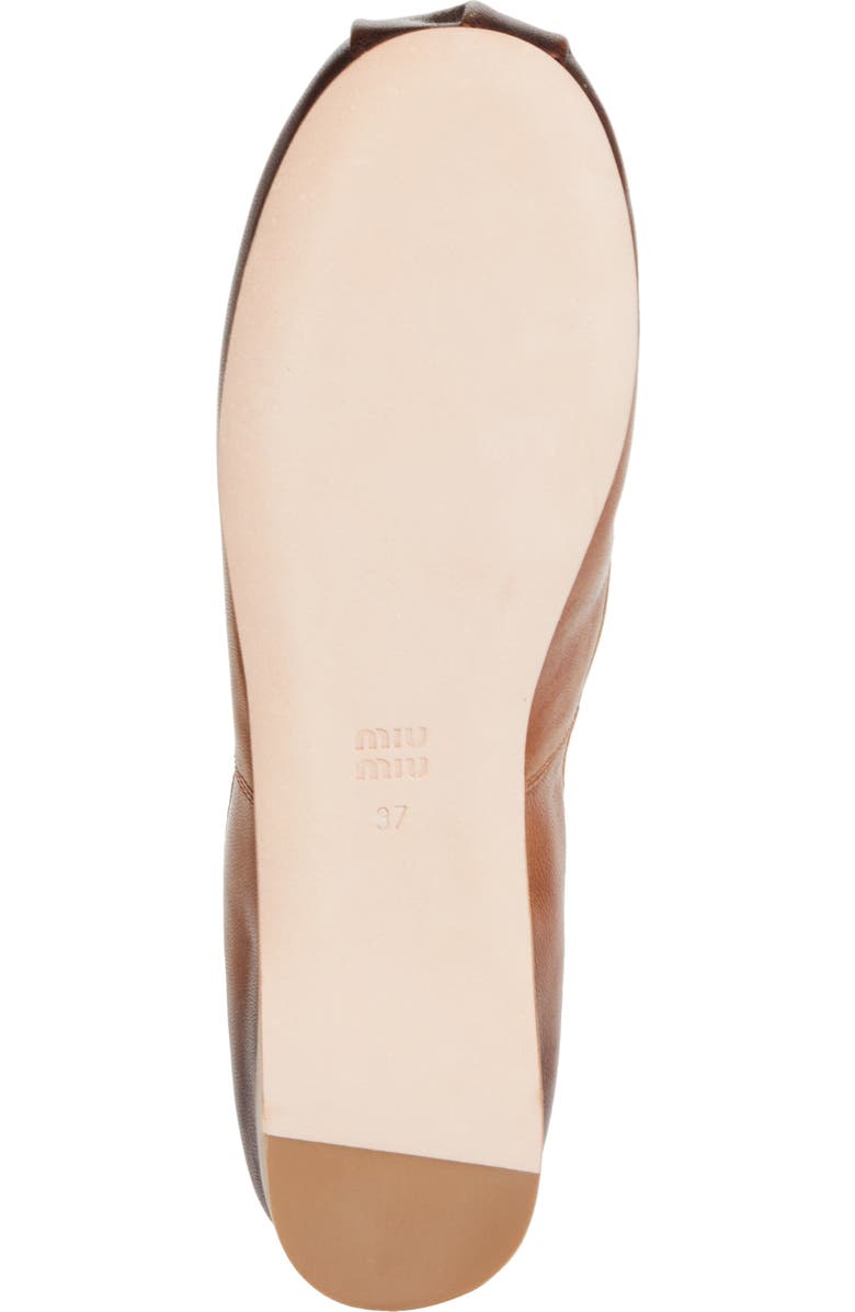 Miu Miu Ballerina Logo Band Flat, Alternate, color, Caramel