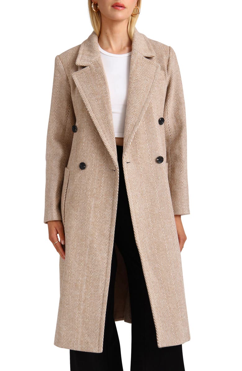 Avec Les Filles Double Breasted Herringbone Patch Pocket Coat, Alternate, color,