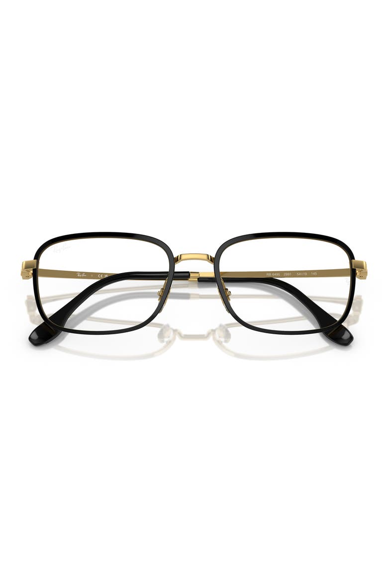 54mm Rectangular Pillow Optical Glasses, Alternate, color, BLACK GOLD