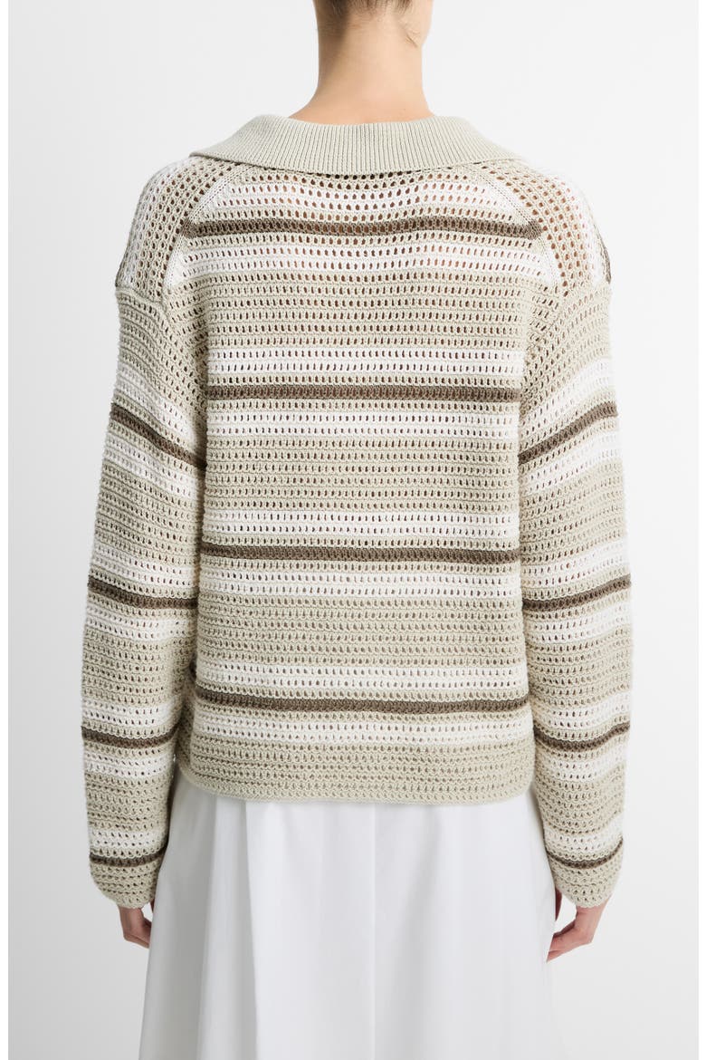 Cotton Stripe Polo Sweater, Alternate, color, WHITE STONE COMBO