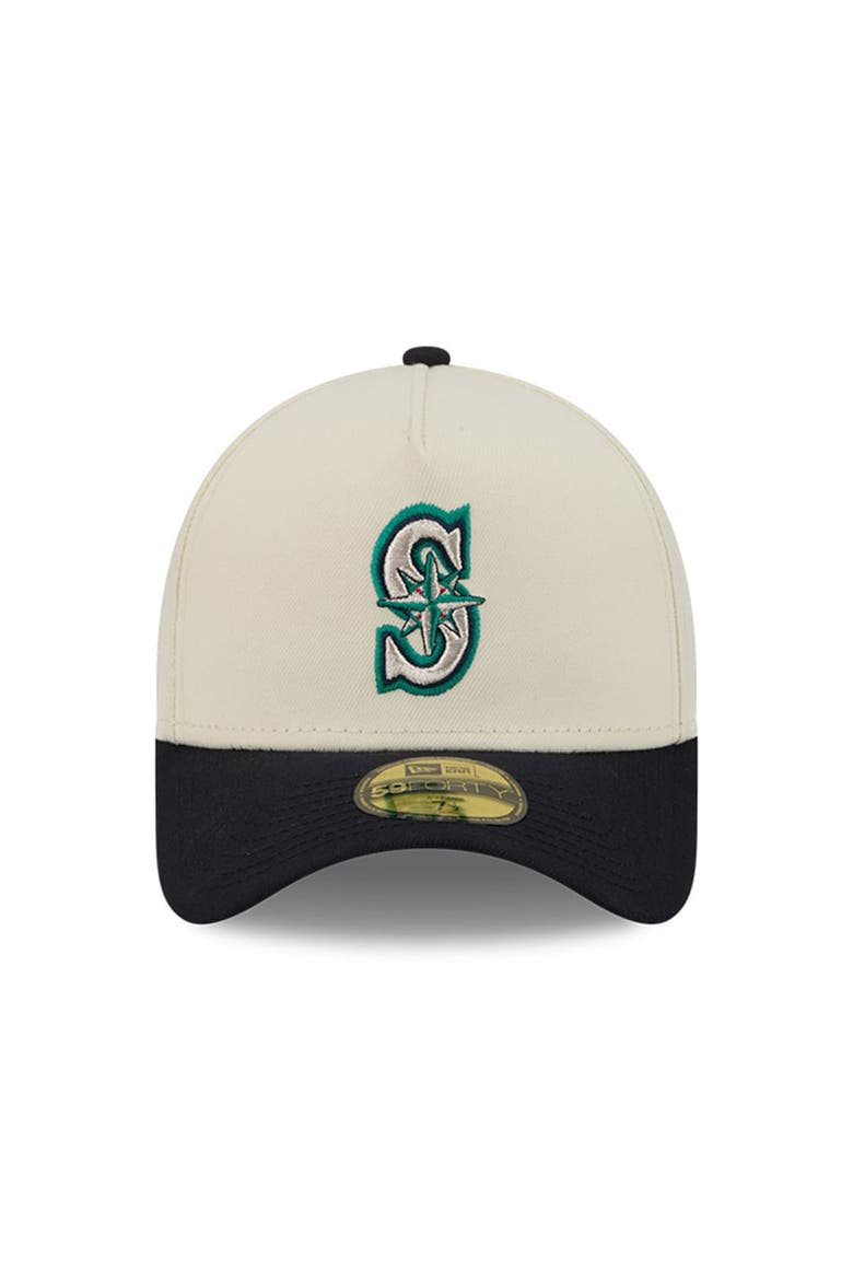 Men's New Era  Cream Seattle Mariners Chrome A-Frame 59FORTY Fitted Hat, Alternate, color, Cream