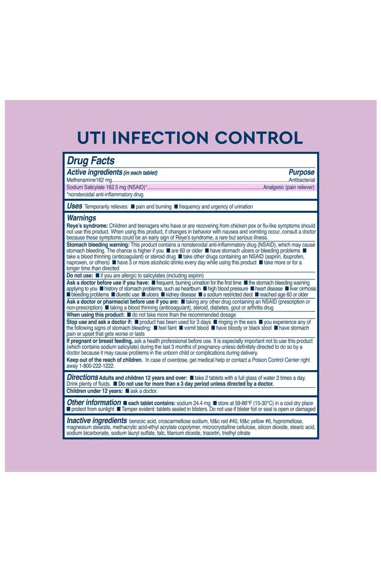 UTI Test Strip Kit with 12 UTI Pain Relief Tablets and 12 Urinary Tract Support Tablets, Alternate, color, None