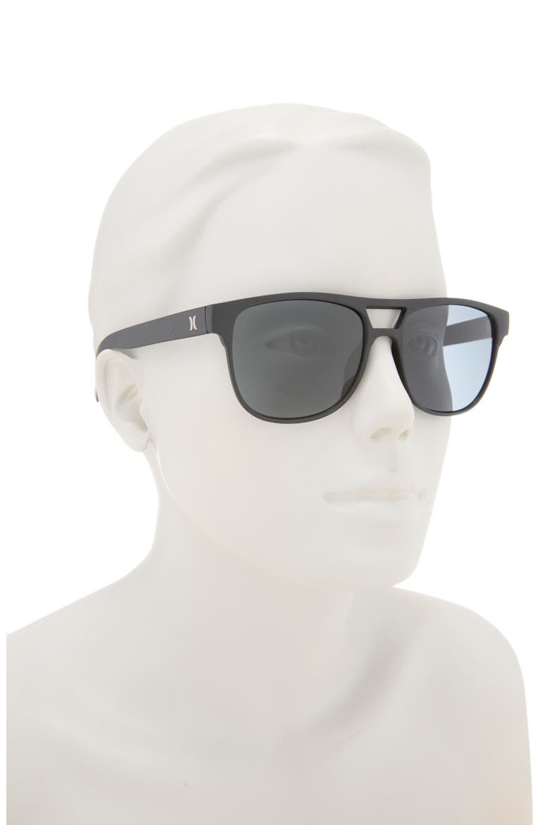 55mm Rounded Aviator Sunglasses, Alternate, color, BLACK