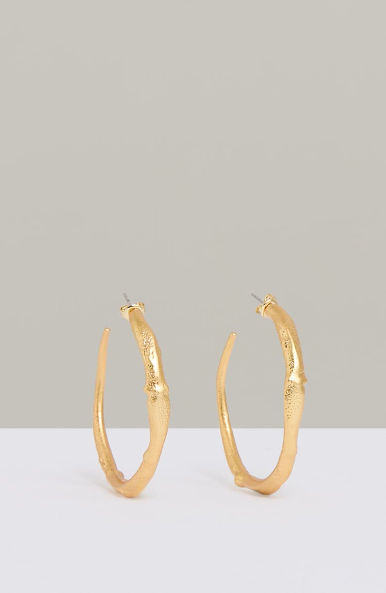 Reiss Molly Molten Hoop Earrings, Alternate, color, Gold Tone