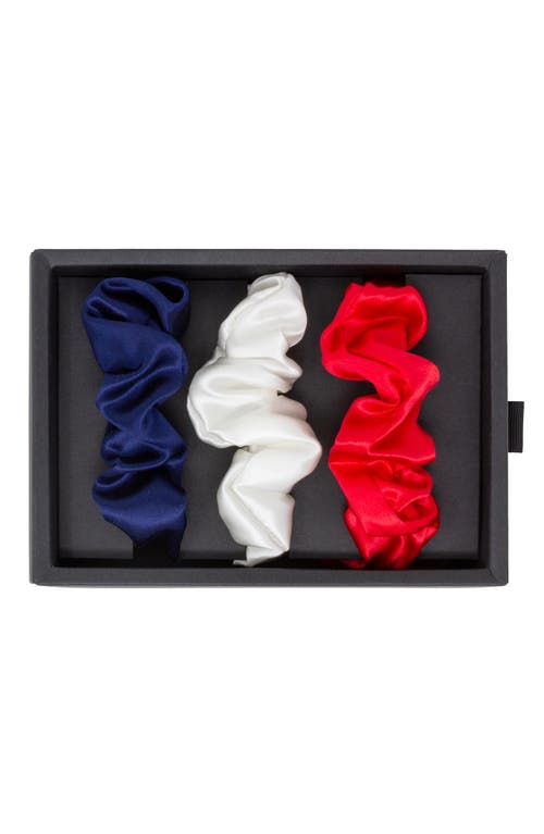 Blissy 3-pack Silk Scrunchies In Red/white/blue