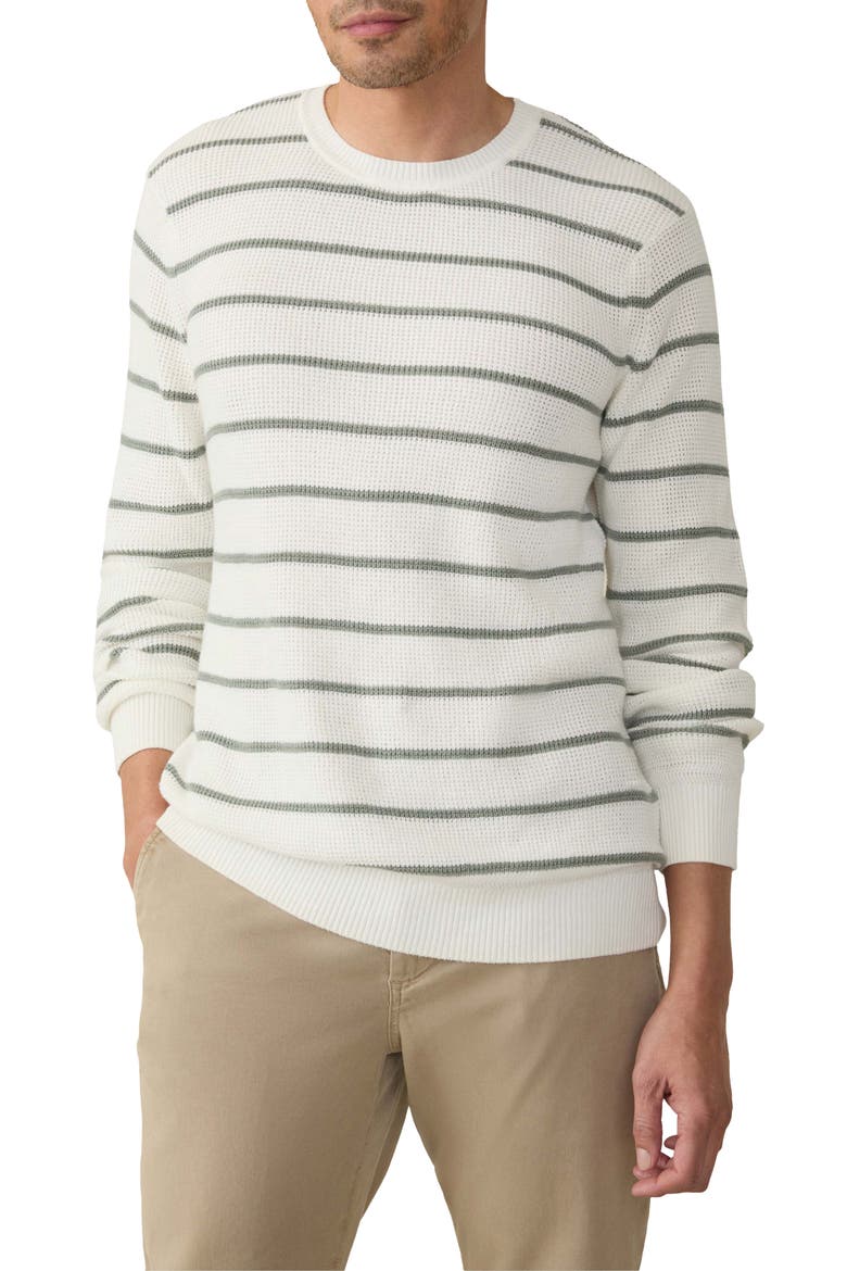 Sunwashed Stripe Organic Cotton Sweater, Main, color, WHITE SAGE STRIPE